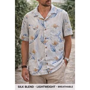 VTG Silk Blend Hawaiian Shirt Men’s L Tropical Resort Breathable Natural Fiber